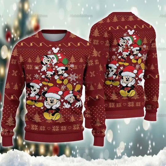 Discover Mickey Santa Christmas Ugly Sweater, Mickey Ugly Sweater, Mickey Sweatshirt, Disney Mickey Christmas, Disney Christmas
