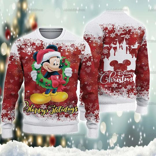 Discover Mickey Ugly Sweater, Mickey Disney Christmas Ugly Sweater, Mickey Happy Holiday, Mickey Fans Gift, Christmas Gift