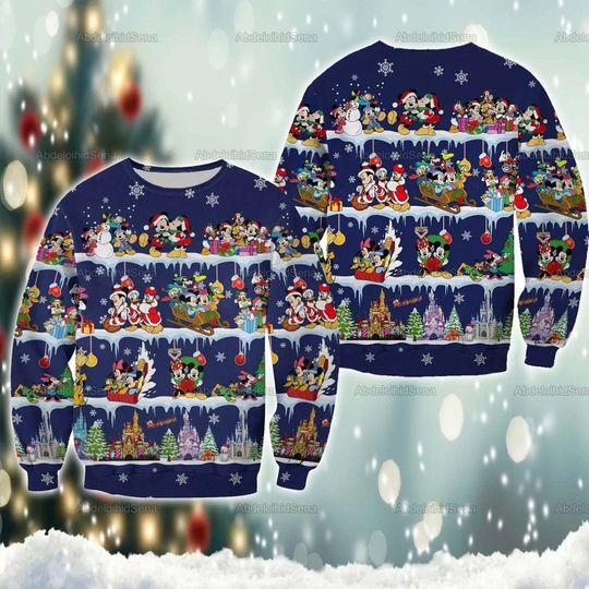 Discover Disney Characters Ugly Sweater, Mickey And Friends Christmas Ugly Sweater, Disney Christmas Sweatshirt, Christmas Ugly Sweater