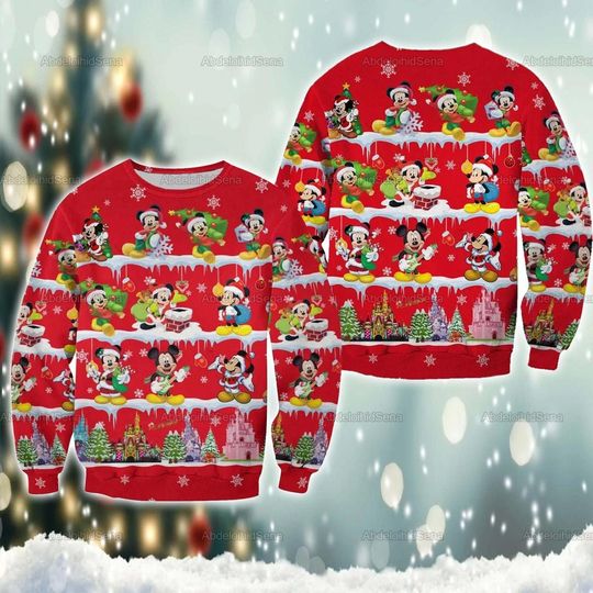 Discover Disney Mickey Ugly Sweater, Mickey Mouse Christmas Ugly Sweater, Mickey Christmas Sweatshirt, Ugly Holiday Sweatshirt, Mickey Gift