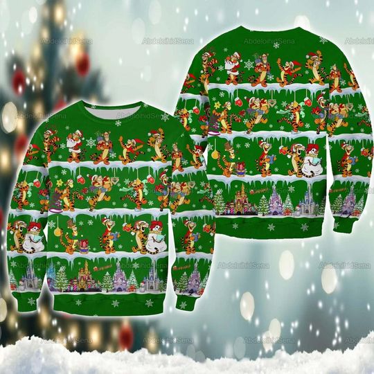 Discover Tigger Ugly Sweater, Winnie The Pooh Christmas Ugly Sweater, Tigger Christmas Sweatshirt, Disney Cartoon Characters Sweatshirt