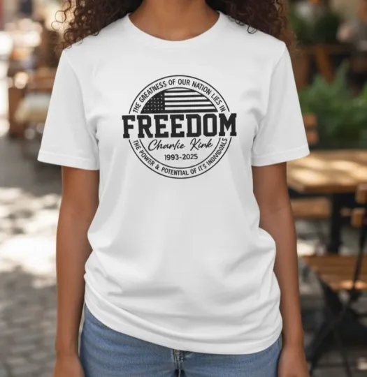 Discover New Size Medium Freedom Charlie Kirk Tribute Tshirt