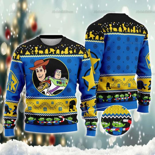 Discover Toy Story Ugly Sweater, Disney Woody Christmas Ugly Sweater, Buzz Lightyear Christmas Sweatshirt, Disney Characters Sweatshirt