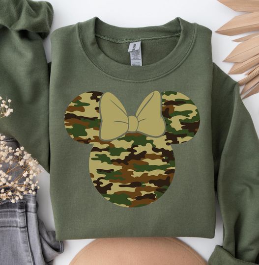 Discover Minnie Mouse Camo Sweatshirt: Women's Coquette Bow Shirt