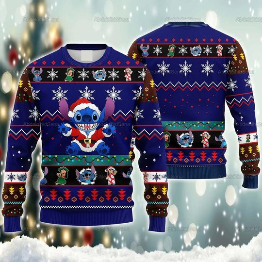 Discover Disney Stitch Ugly Sweater, Disney Stitch Christmas Ugly Sweater, Lilo And Stitch Christmas Sweatshirt, Ugly Holiday Sweatshirt