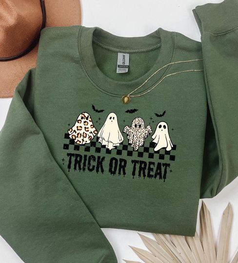 Discover Leopard Ghost Sweatshirt | Halloween Crewneck | Cute Fall Ghost Shirt | Spooky Season Sweatshirt | Cozy Autumn Sweater | Unisex Sizing