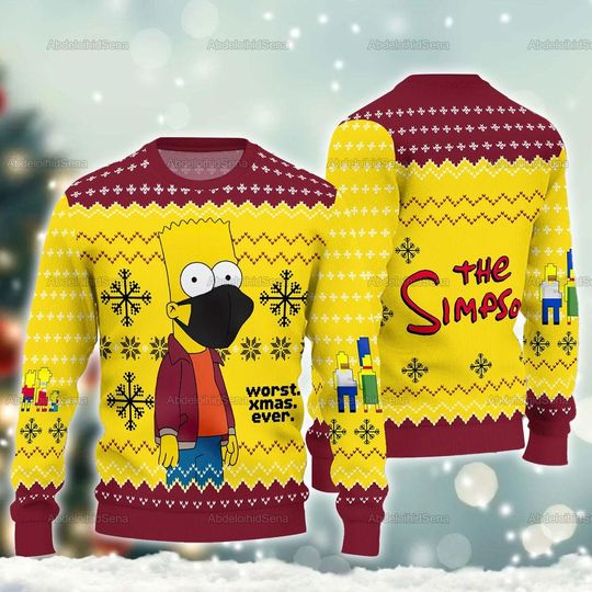 Discover Bart Simpson Ugly Sweater, The Simpsons Christmas Sweater, Bart Simpson Sweater, Family Christmas Sweater, Xmas Sweater