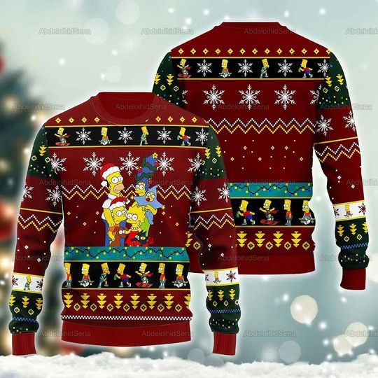 The Simpsons Ugly Sweater, The Simpsons Christmas Sweater, Bart Simpson Sweater, Family Christmas Sweater, Xmas Sweater