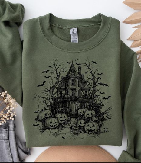 Discover Halloween Shirt: Pumpkins, Haunted House & Ghost - Spooky Season Tee