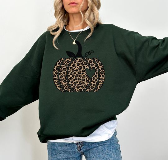 Discover Leopard Print Pumpkin Sweatshirt: Fall Thanksgiving Shirt