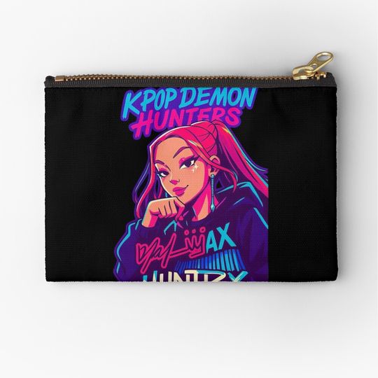 Discover Kpop Demon Hunters Neon Style Zipper Pouch