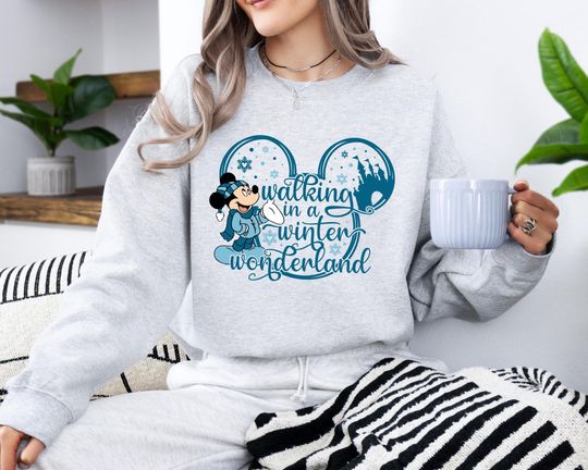 Discover Disney Christmas Walking in a Winter Wonderland Sweatshirt, Christmas Mickey Sweatshirt