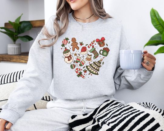 Discover Christmas Vibes Heart Sweatshirt, Christmas Snacks Sweatshirt