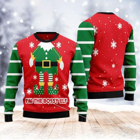 Discover Elf Cosplay Christmas Ugly Sweater, Xmas Movie Costume Shirt, Elf Xmas Sweatshirt, Holiday Ugly Sweater, Winter Vacation Gift