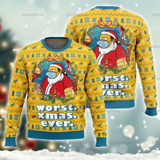 Homer Simpson Ugly Sweater, Worst Xmas Ever Sweater, The Simpsons Sweater, Sweaters For Women, Men, Xmas Sweater