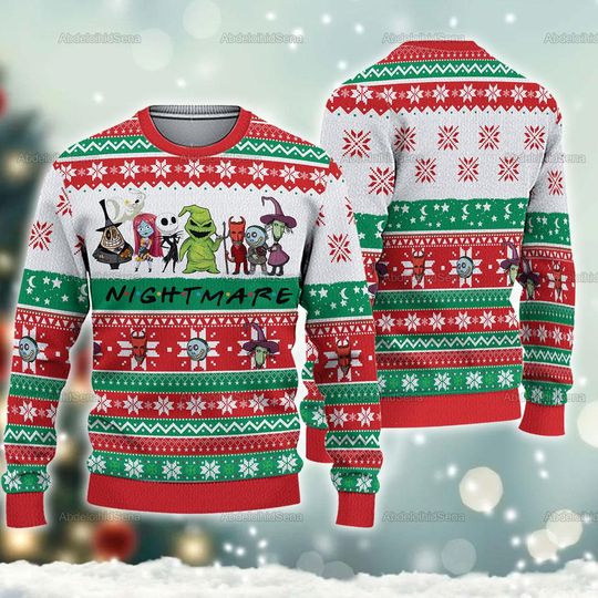 Discover The Nightmare Ugly Sweater, Nightmare Before Christmas Ugly Sweater, Jack Skellington Christmas Sweater, Gift for Xmas