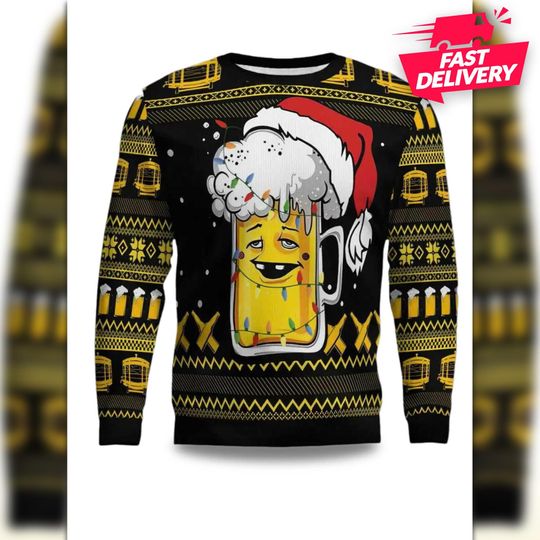 Beer Xmas Ugly Christmas Sweater Ugly Christmas Sweater, Family Matching Outfit, Friends Party, Hoodie Christmas Gifts For Dad , Boyfriend