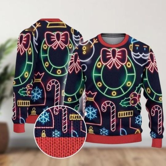 Discover Mickey Christmas Lighting Ugly Christmas Sweater, Christmas Bright Neon Lighting Sweater, Mickey Neon Lighting Sweater, Xmas Sweater