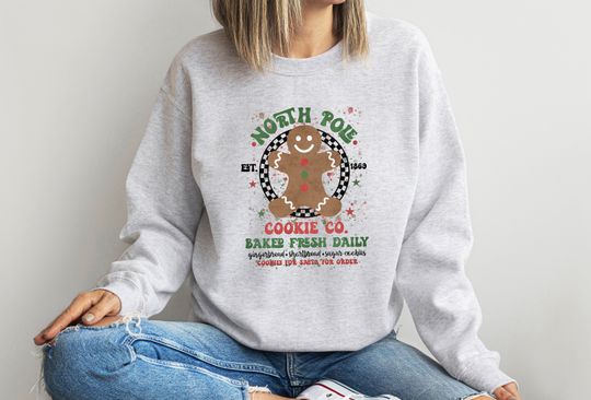 Discover Christmas Gingerbread Cookie Sweatshirt: North Pole Holiday