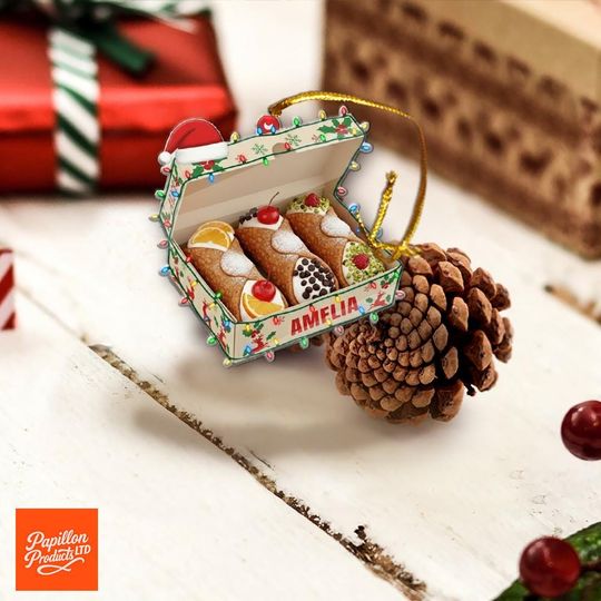 Discover Personalized Cannoli Christmas Ornament - Custom Name Acrylic Holiday Dcor - Italian Dessert Gift for Foodie, Baker, or Chef