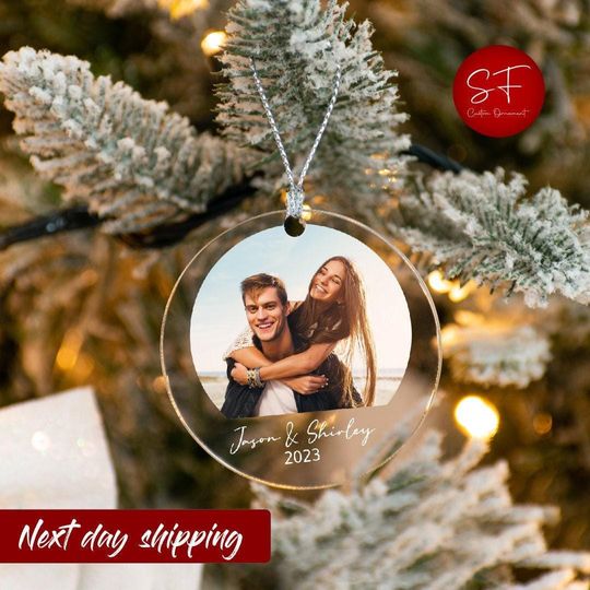 Discover Personalized Photo Acrylic Ornament: Custom Couples Keepsake