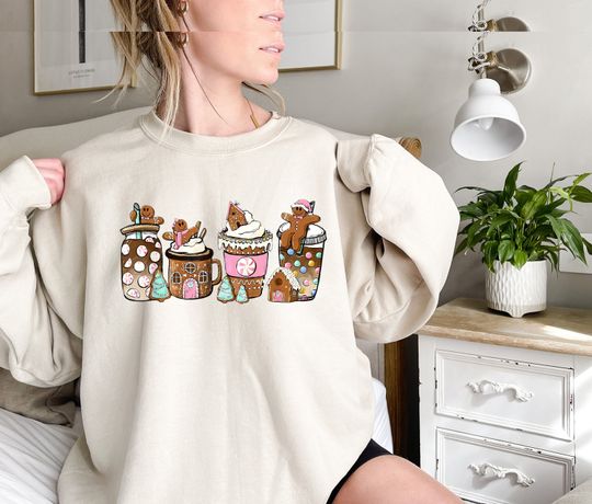 Discover Gingerbread Coffee Christmas Sweatshirt: Holiday Lover Gift