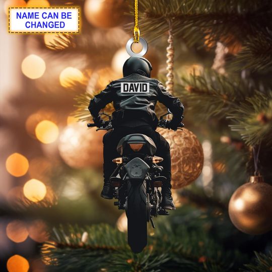 Discover Custom Name Motorcycle V2 Christmas Ornament, Christmas Tree Hanging Decor, Flat 2D Ornament Acrylic/Wooden, Dirt Bike Ornament