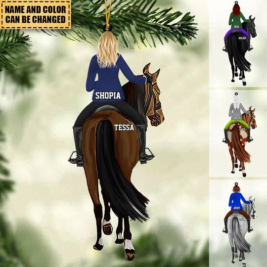 Discover Personalized Horse Riding Girl Christmas Ornament: Acrylic Cowgirl Gift