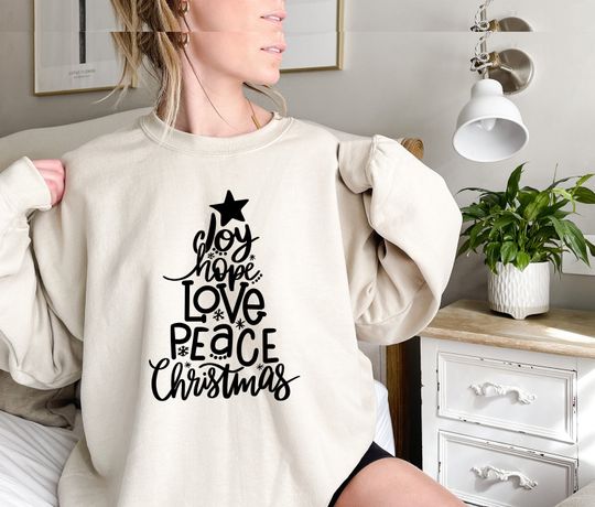 Discover Joy Hope Love Peace Christmas Tree Sweatshirt