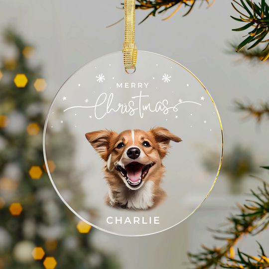 Discover Dog Photo Acrylic Ornament  Customized Pet Ornament Christmas Decor  Acrylic Dog Ornament  Christmas Cat Photo Ornament Gift  ON001