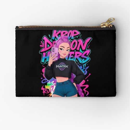 Pink Haired Kpop Idol Zipper Pouch