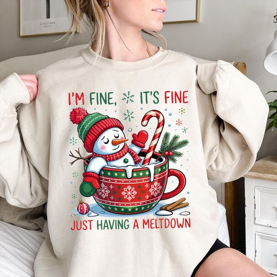 Discover Funny Christmas Sweatshirt: Sarcastic Snowman Meltdown Crewneck