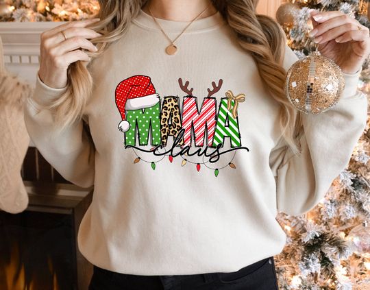 Discover Mama Claus Sweatshirt: Retro Christmas Holiday Style Pullover