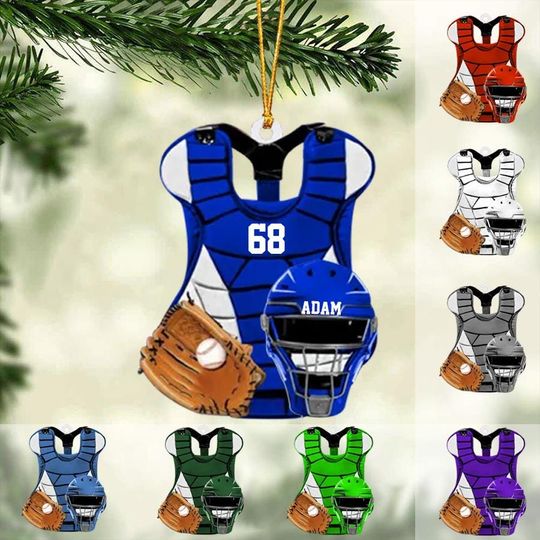 Personalized Baseball Catcher Christmas Ornament, Baseball Ornament, Baseball Christmas Ornament, Baseball Xmas Decor, Gift For Players