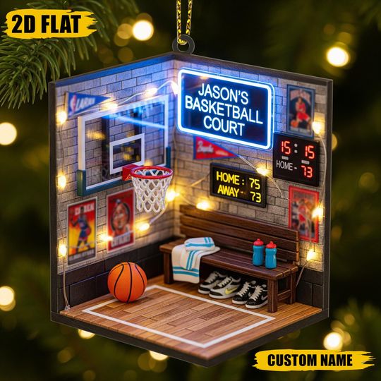 Custom Basketball Court Ornament, Personalized Basketball Ornament, Sports Acrylic Ornament Christmas 2025, Basketball Coach Holiday Present
