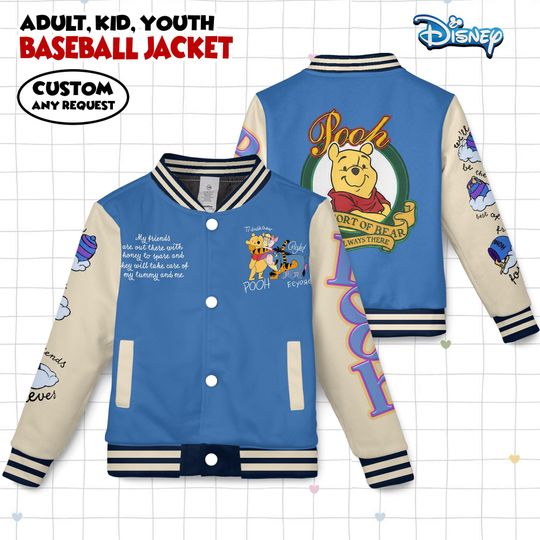 Discover Custom Disney Winnie The Pooh Varsity Jacket, Adult Varsity Jacket, Pooh Bear Disney Jacket, Baseball Team Outfit, Disney Uniform Varsity