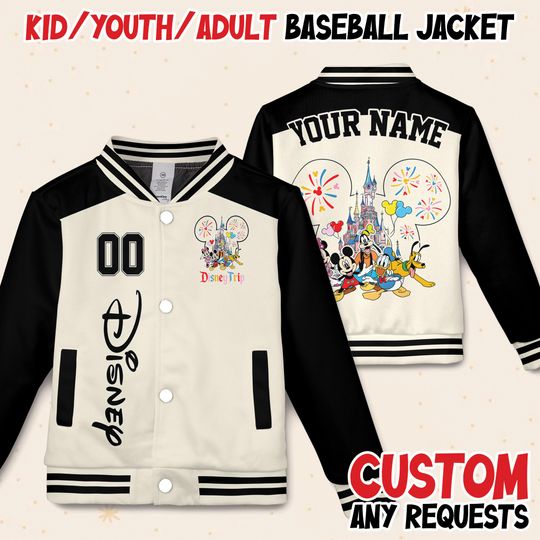 Discover Custom Disneyland Trip Baseball Jacket, Retro Disneyland Varsity, Disneyland California Jacket, Mickey And Friends Jacket