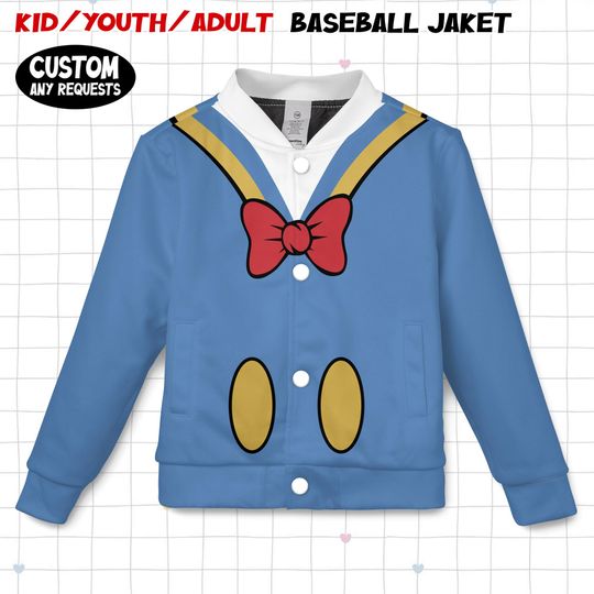 Discover Custom Disney Donald Duck Kids and Youth Baseball Varsity Jacket, Disney Adult Varsity Baseball Jacket, Disneyland Winter Trip