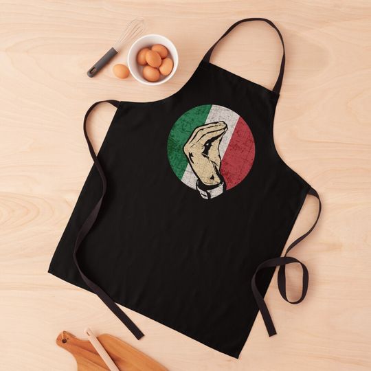 Discover Italian Hand Gesture Sing Language Funny Italy Flag Vintage  Apron