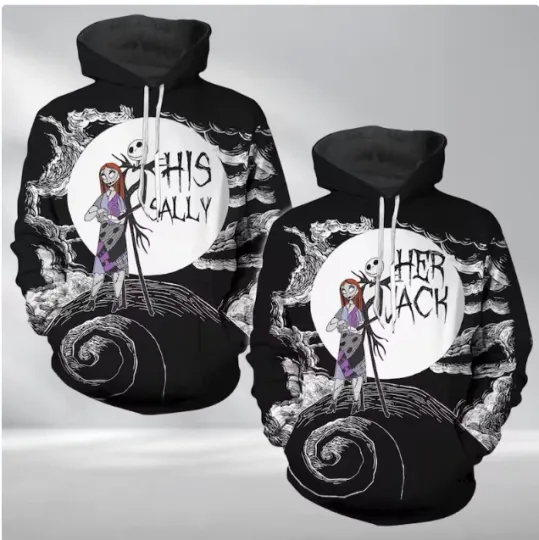 Discover Her Jack His Sally Couple 3D HOODIE HALLOWEEN GIFT CHRISTMAS GIFT BEST PRICE