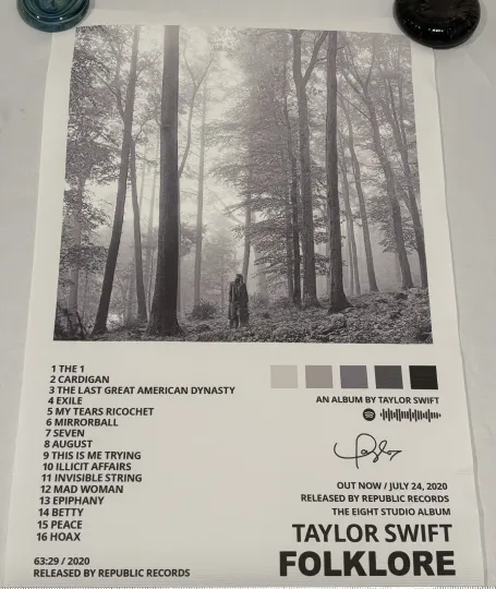 Discover Taylorr Swifts Folklore Album Canvas Wall Poster