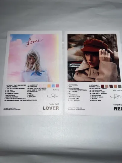 Discover Taylorr Swifts Albums Lover And Red Canvas Print Posters 12’’ X 8’’