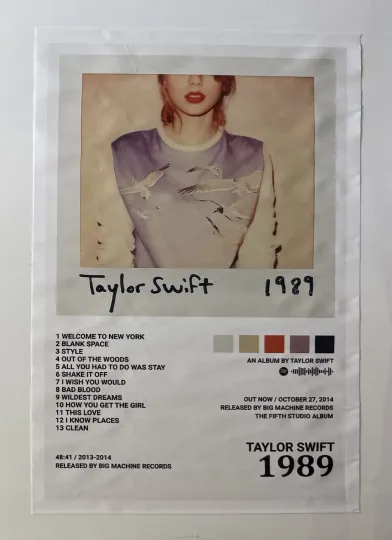 Discover Taylorr Swifts 1989 Album Cover Music 12.75”x18.5” Canvas Wall Art Poster Print