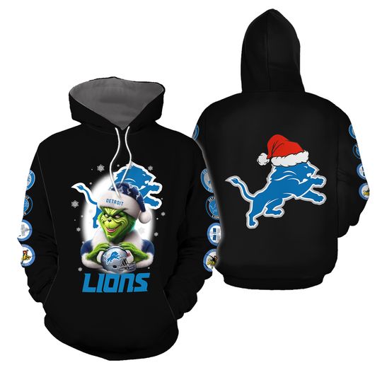 funny character Love Detroit Lions Football Christmas Hoodie