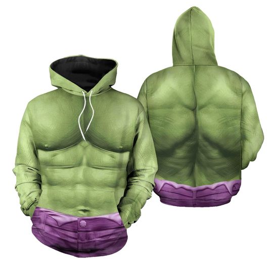 Incredible Hulk Full Over Print 3D Hoodie | Bruce Banner Incredible Hulk Cosplay Shirt | Avengers Team Superhero Hoodie