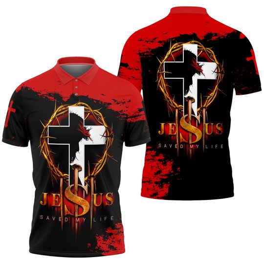 Jesus Christ Saved My Life Christian All Over Printed Polo Shirt