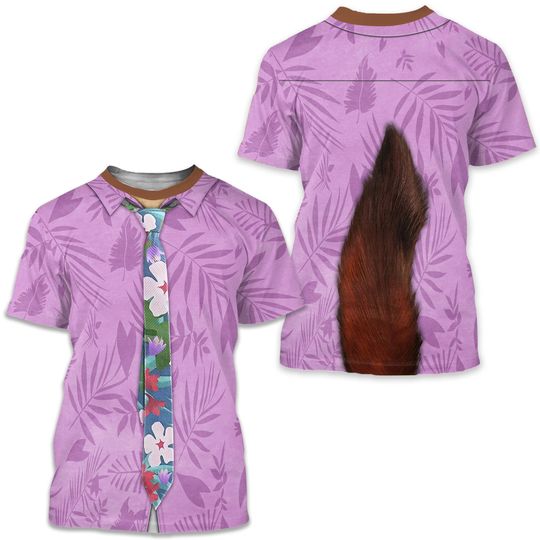 Nick Wilde Pink Hawaiian Costume Shirt, Zootopia 2 Inspired Cosplay, Cartoon Character Outfit, Disney Halloween Party Apparel, runDisney