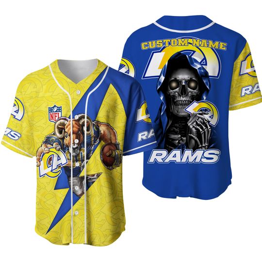 Custom Name Los Angeles Rams Baseball Jersey The Reaper Shirts