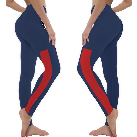 Women’s Houston Football Texans Solid Color Team Logo Leggings, Gift for Women