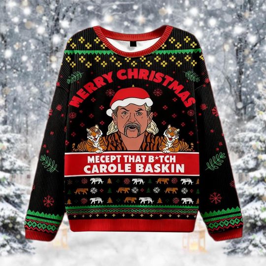 Discover Merry Christmas Tiger Ugly Sweater, Funny Holiday Jumper, Exotic Zoo Keeper Xmas, Meme Fan Gift, Party Apparel